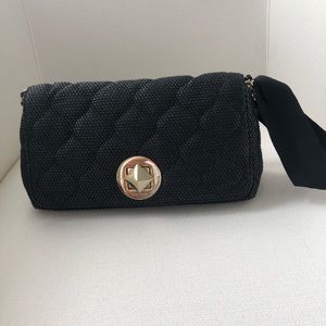 Kate spade quilted fabric chain strap black bag with bow